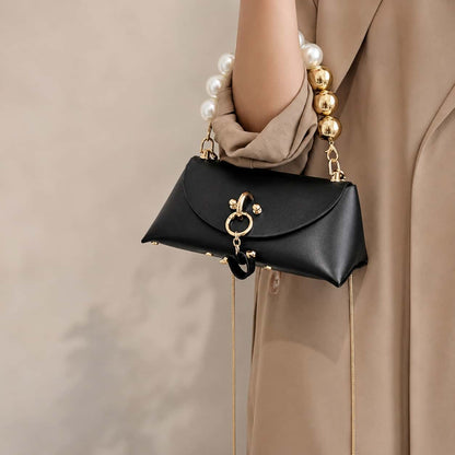 Black Pearl Handle Crossbody Bag