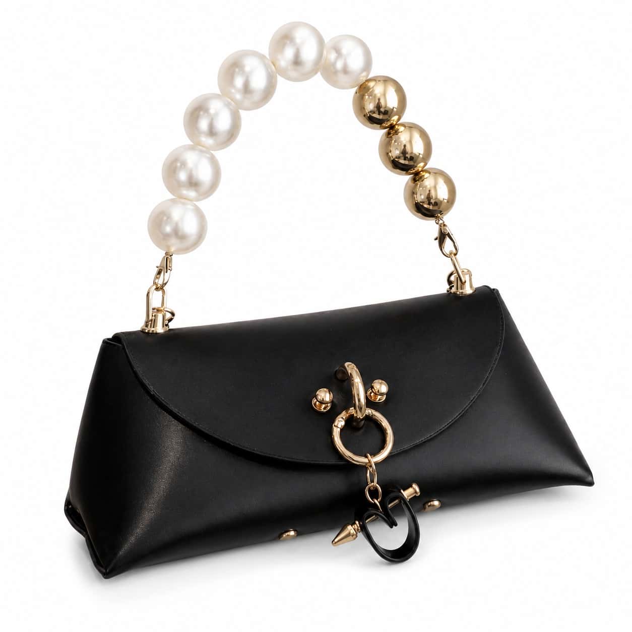 Black Pearl Handle Crossbody Bag
