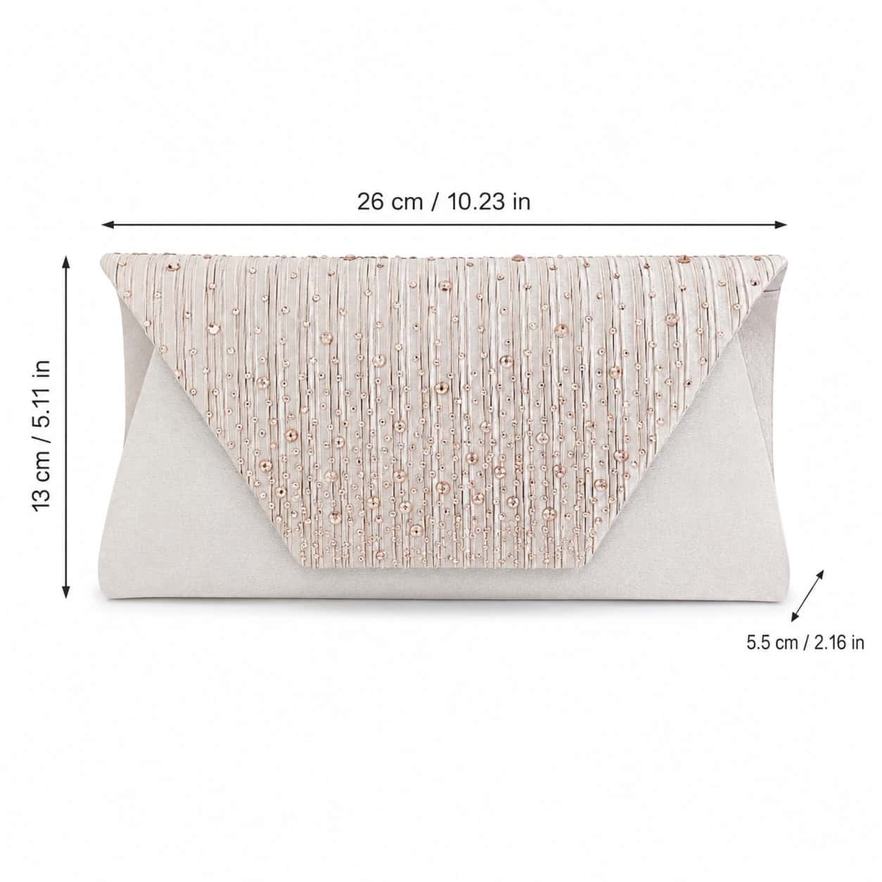 Champagne Beaded Envelope Crossbody Bag