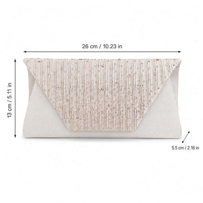 Champagne Beaded Envelope Crossbody Bag