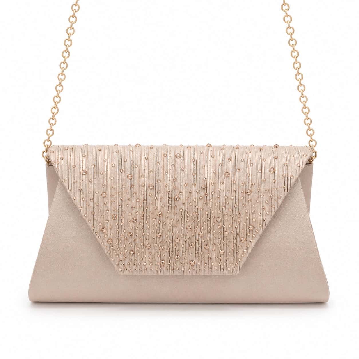 Champagne Beaded Envelope Crossbody Bag