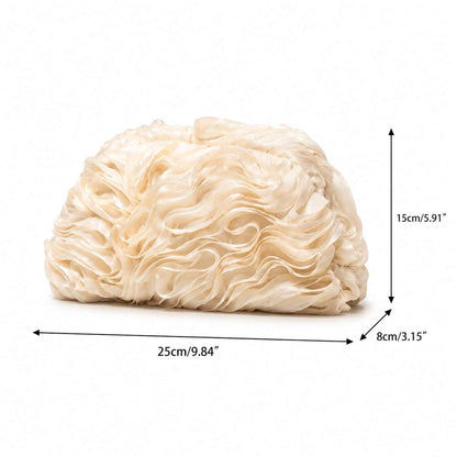 Ivory Ruffle Evening Clutch Bag