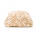 Ivory Ruffle Evening Clutch Bag