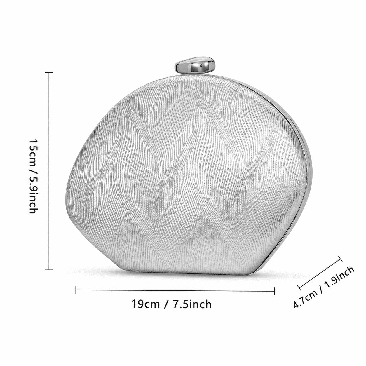 Metallic Wave Shell Evening Clutch Bag