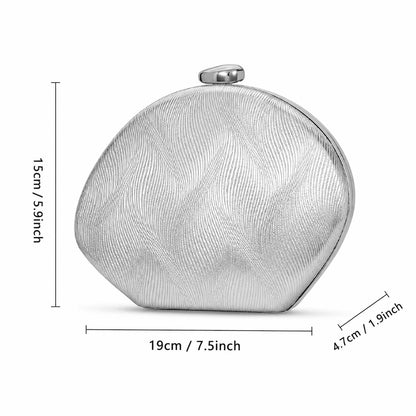 Metallic Wave Shell Evening Clutch Bag