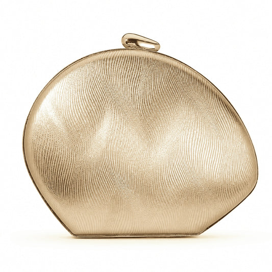 Metallic Wave Shell Evening Clutch Bag