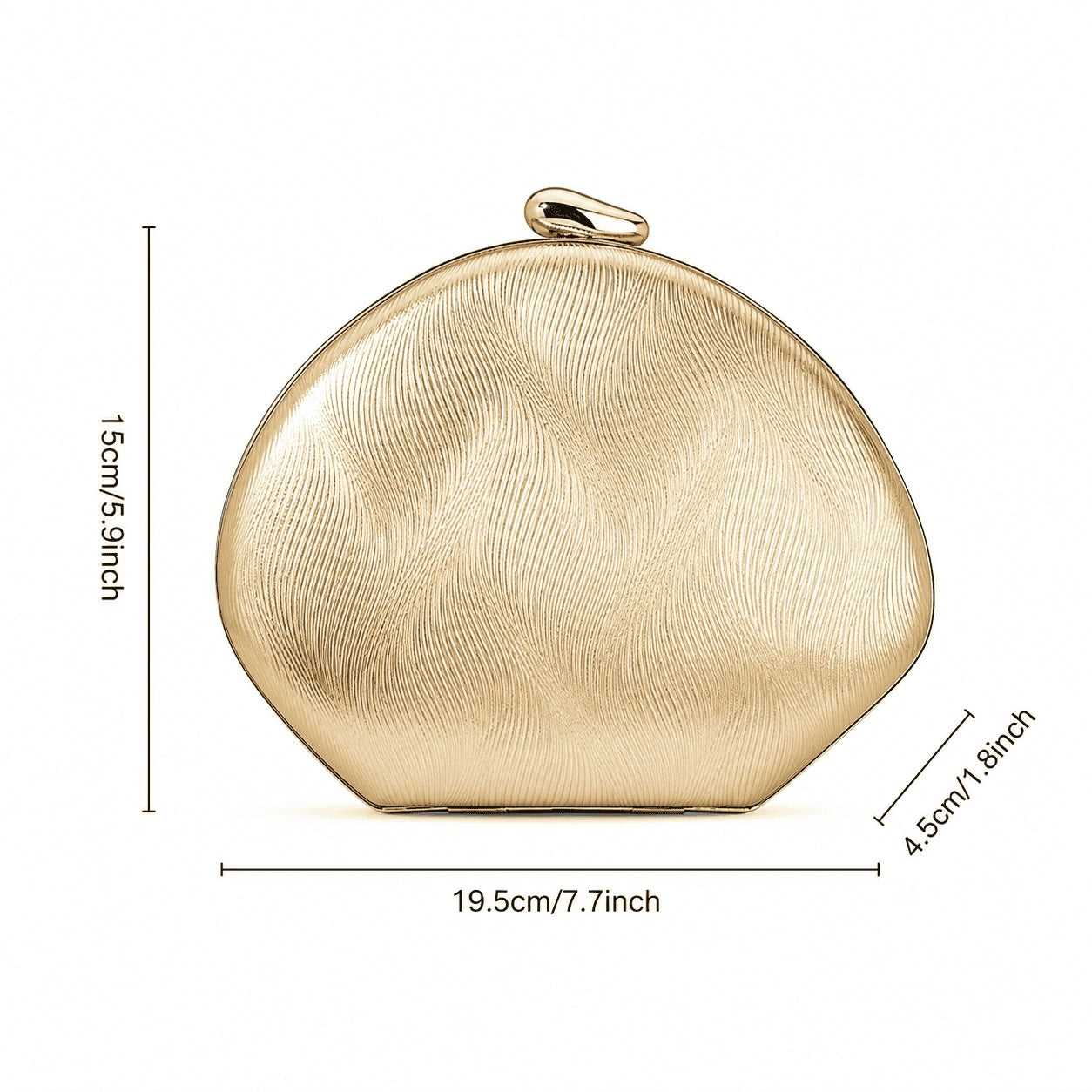Metallic Wave Shell Evening Clutch Bag