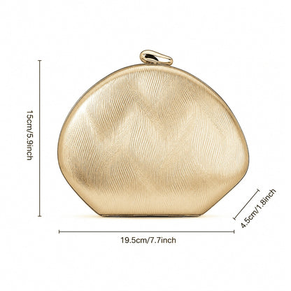 Metallic Wave Shell Evening Clutch Bag