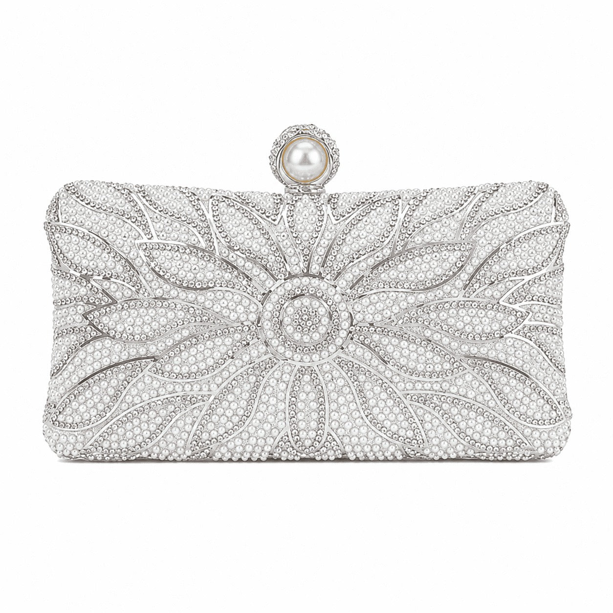 Pearl Floral Evening Clutch Bag