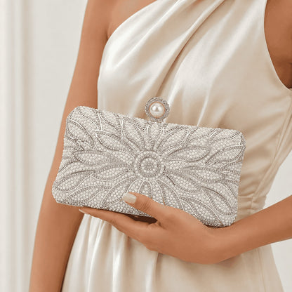 Pearl Floral Evening Clutch Bag