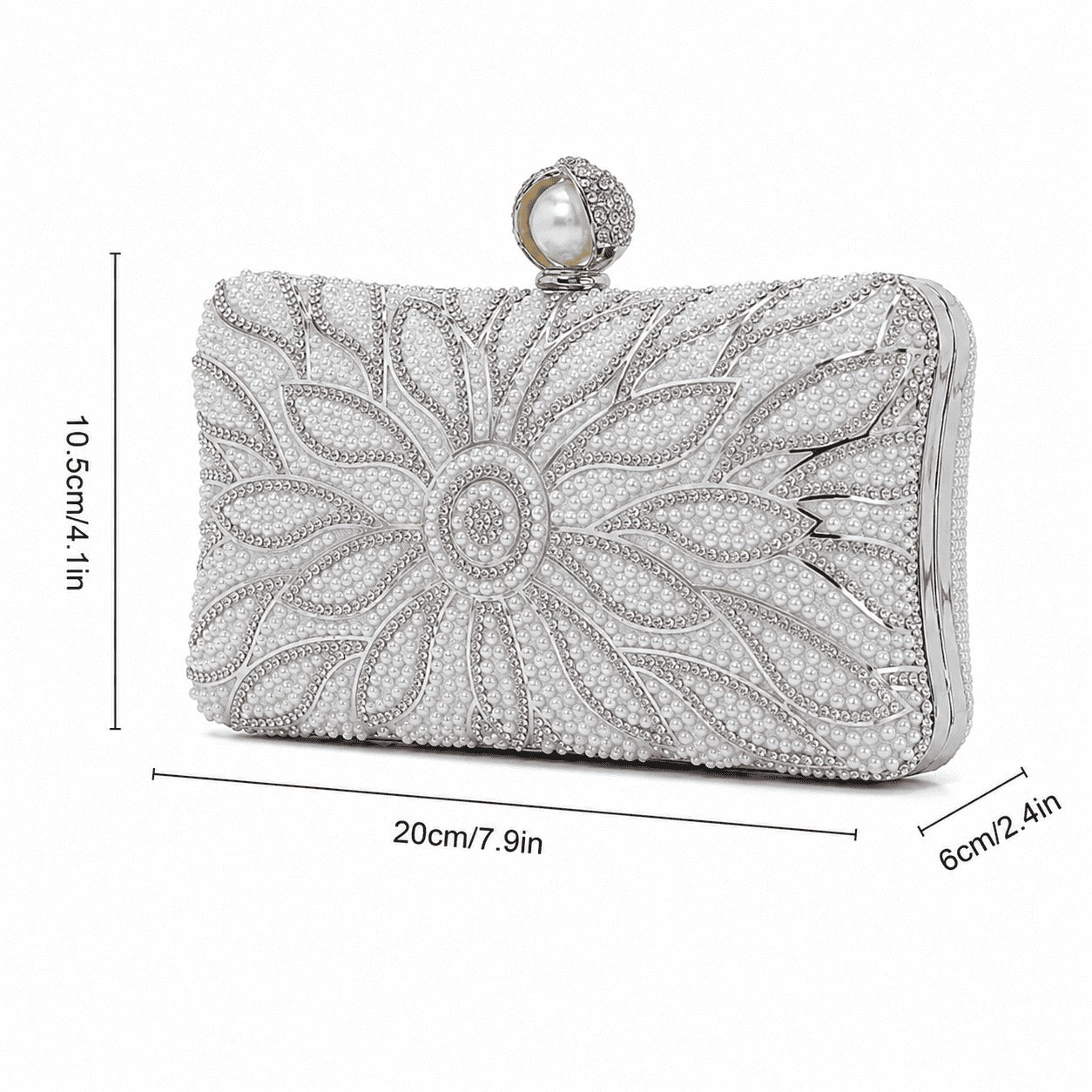 Pearl Floral Evening Clutch Bag