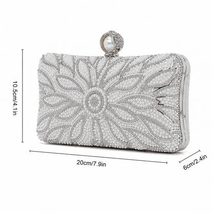 Pearl Floral Evening Clutch Bag