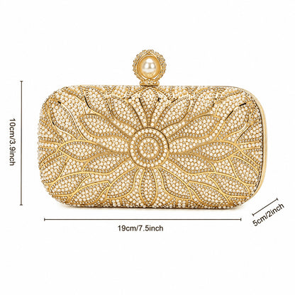 Pearl Floral Evening Clutch Bag