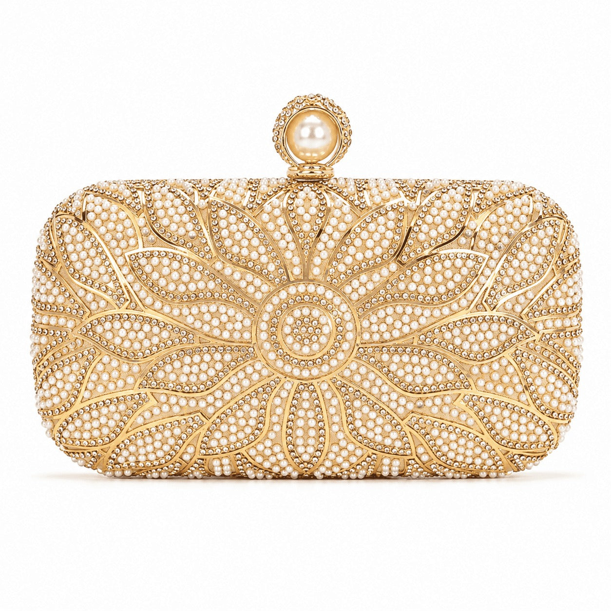 Pearl Floral Evening Clutch Bag