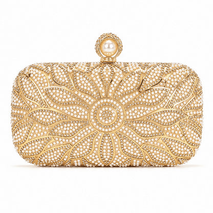 Pearl Floral Evening Clutch Bag