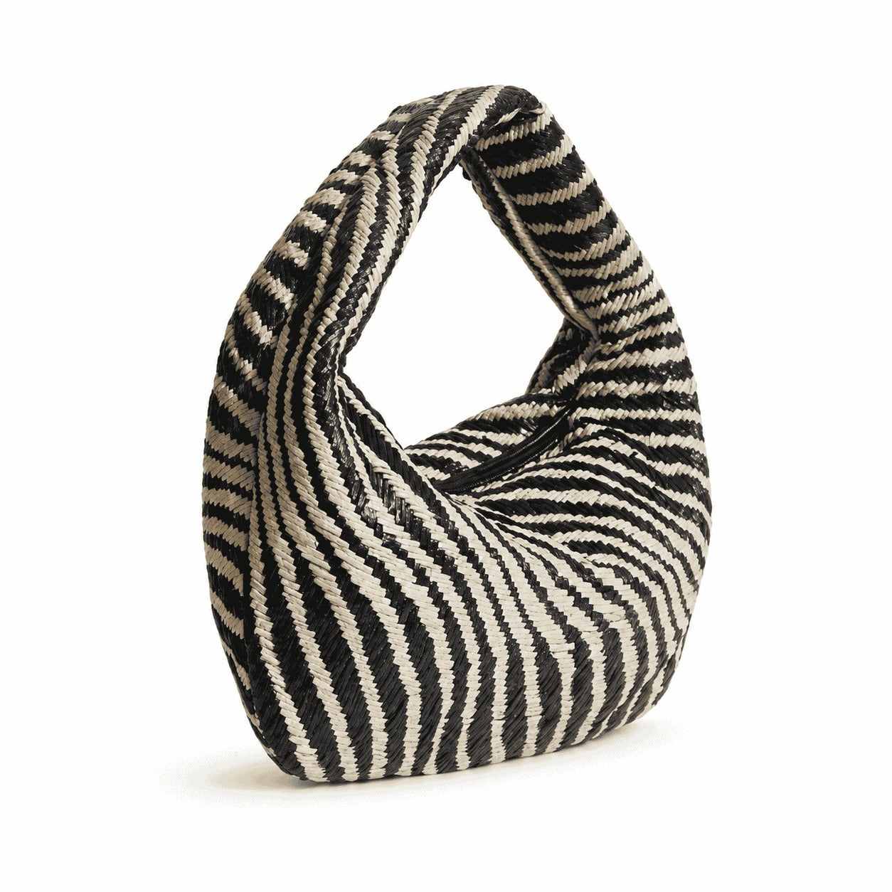 Black & Ivory Striped Mini Hobo Bag