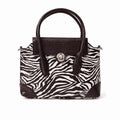 Zebra Print Croc-Trim Top Handle Bag