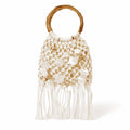 Ivory Macramé Shell Handle Bag