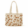 Ivory Beaded Crochet Tote Bag