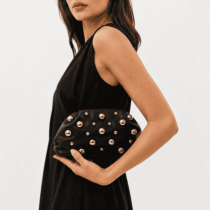 Gold Studded Cloud Clutch Bag