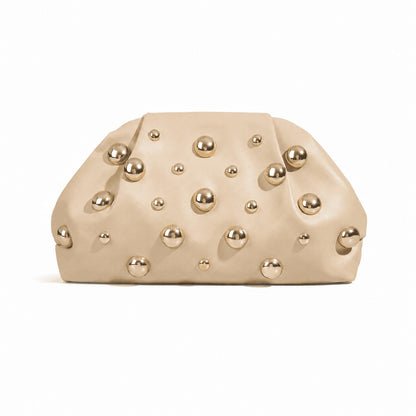 Gold Studded Cloud Clutch Bag