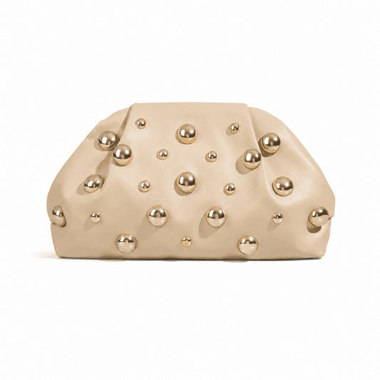 Gold Studded Cloud Clutch Bag
