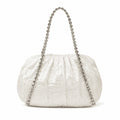 Ivory Ruched Rhinestone Shoulder Bag