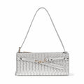 Silver Woven Slim Shoulder Bag