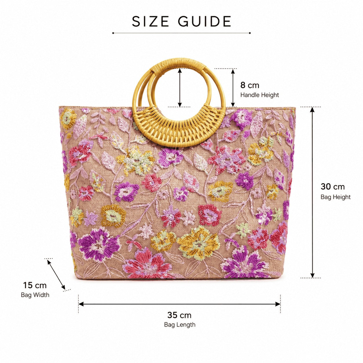 Floral Embroidered Straw Tote Bag