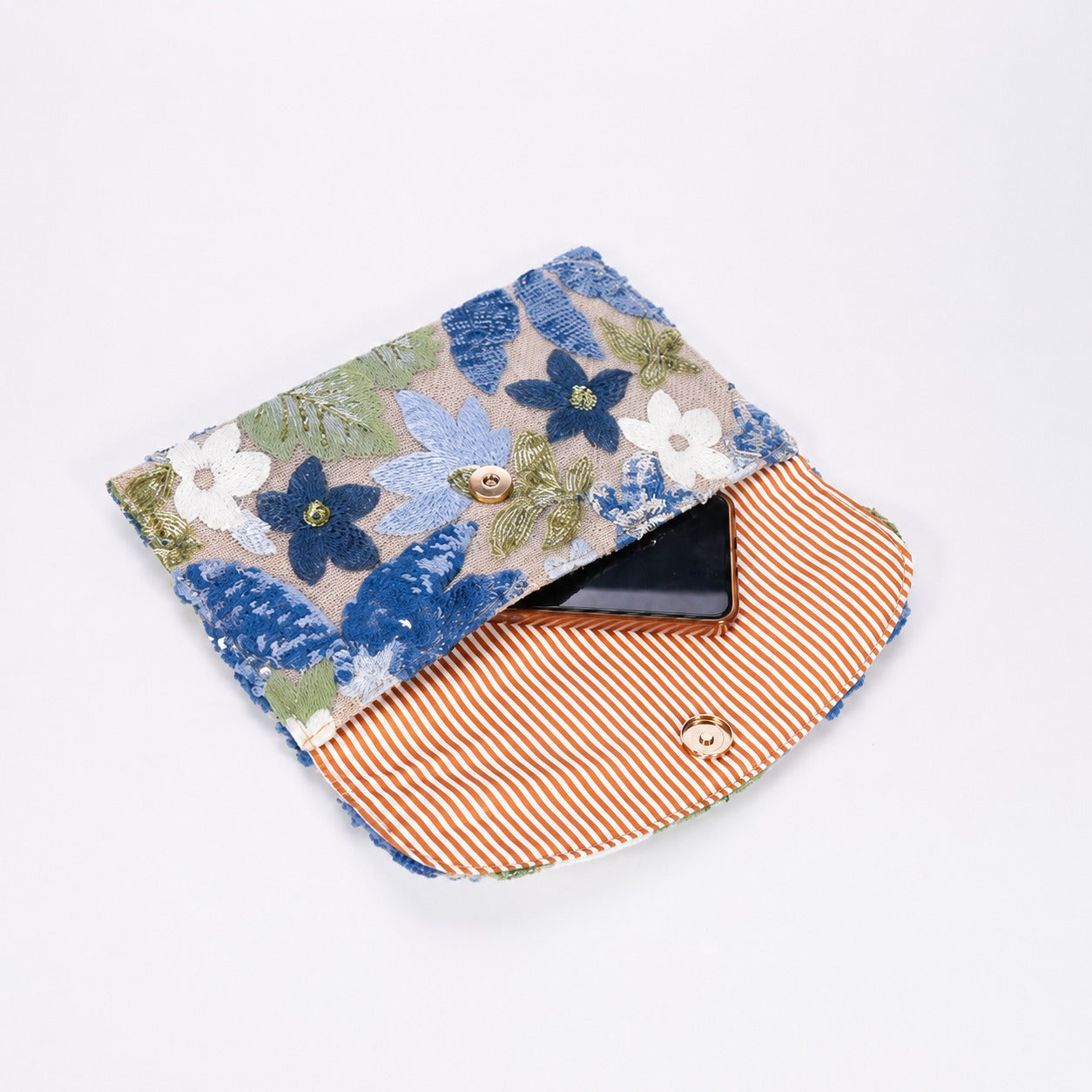Floral Beaded Envelope Clutch