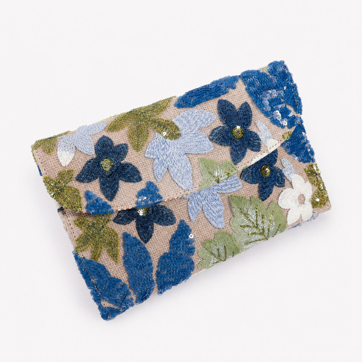 Floral Beaded Envelope Clutch