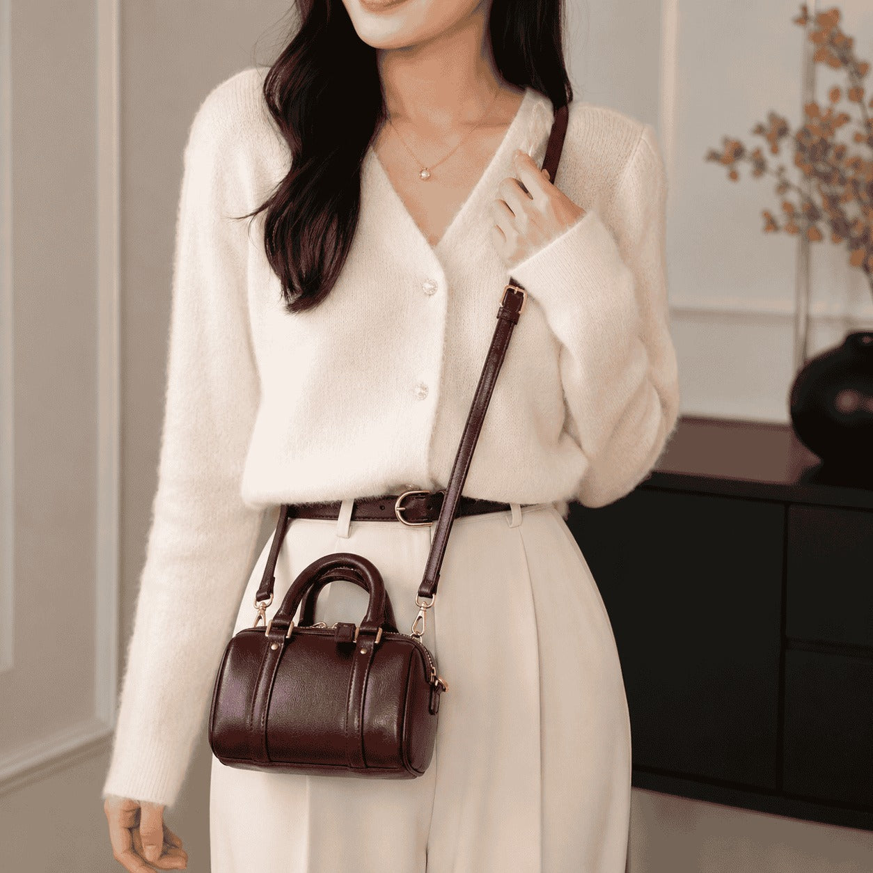 Burgundy Mini Barrel Bag