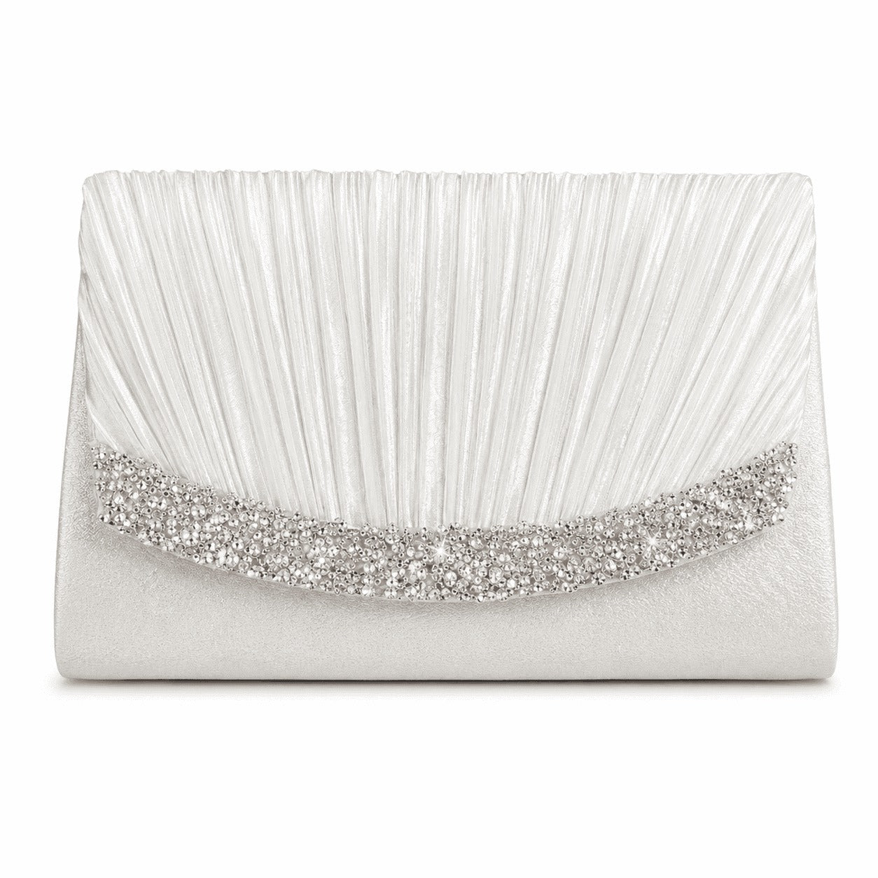 Rhinestone Pleated Evening Clutch Bag