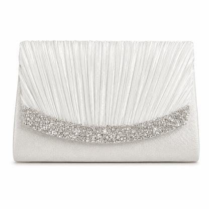 Rhinestone Pleated Evening Clutch Bag