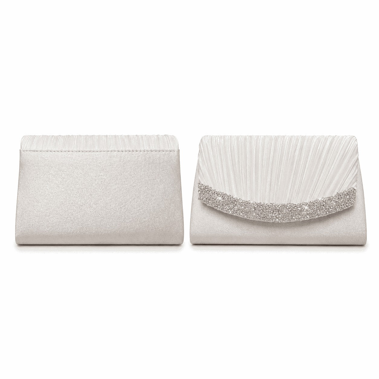 Rhinestone Pleated Evening Clutch Bag