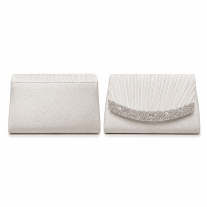 Rhinestone Pleated Evening Clutch Bag