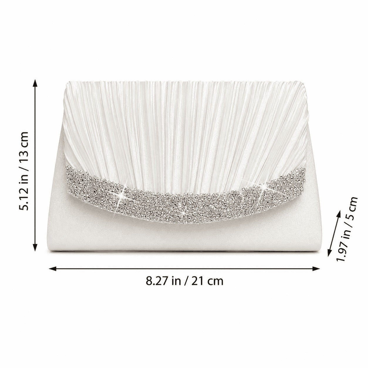 Rhinestone Pleated Evening Clutch Bag