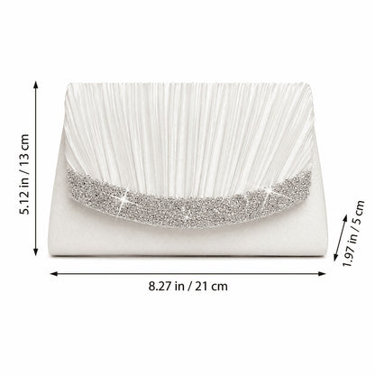 Rhinestone Pleated Evening Clutch Bag