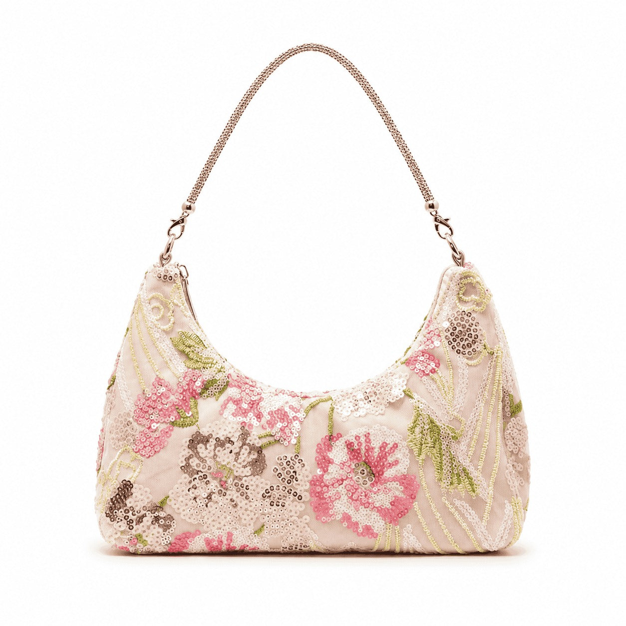 Floral Sequin Shoulder Bag