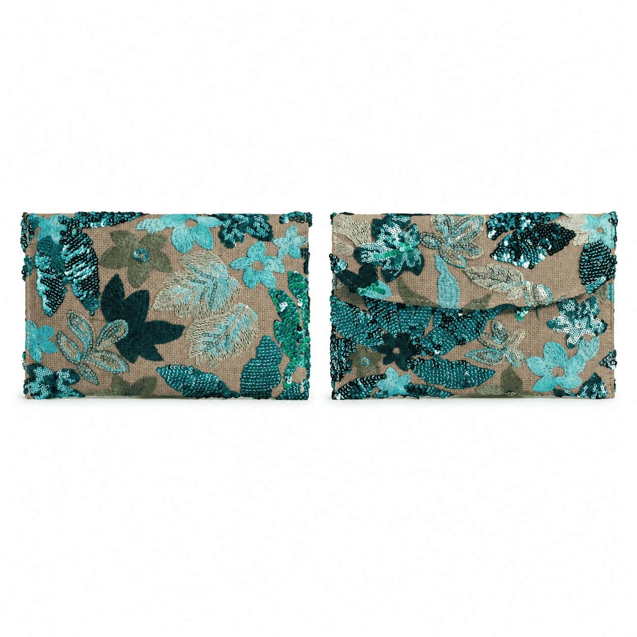 Floral Beaded Envelope Clutch