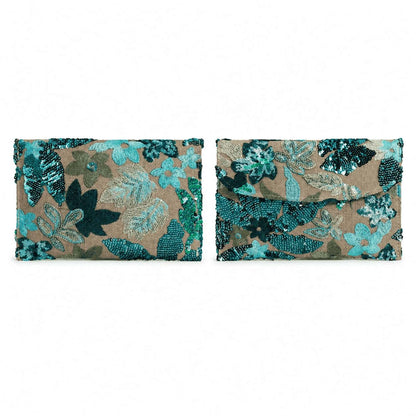 Floral Beaded Envelope Clutch