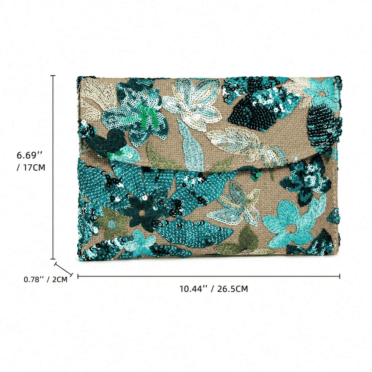 Floral Beaded Envelope Clutch