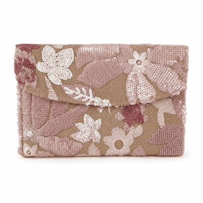 Floral Beaded Envelope Clutch