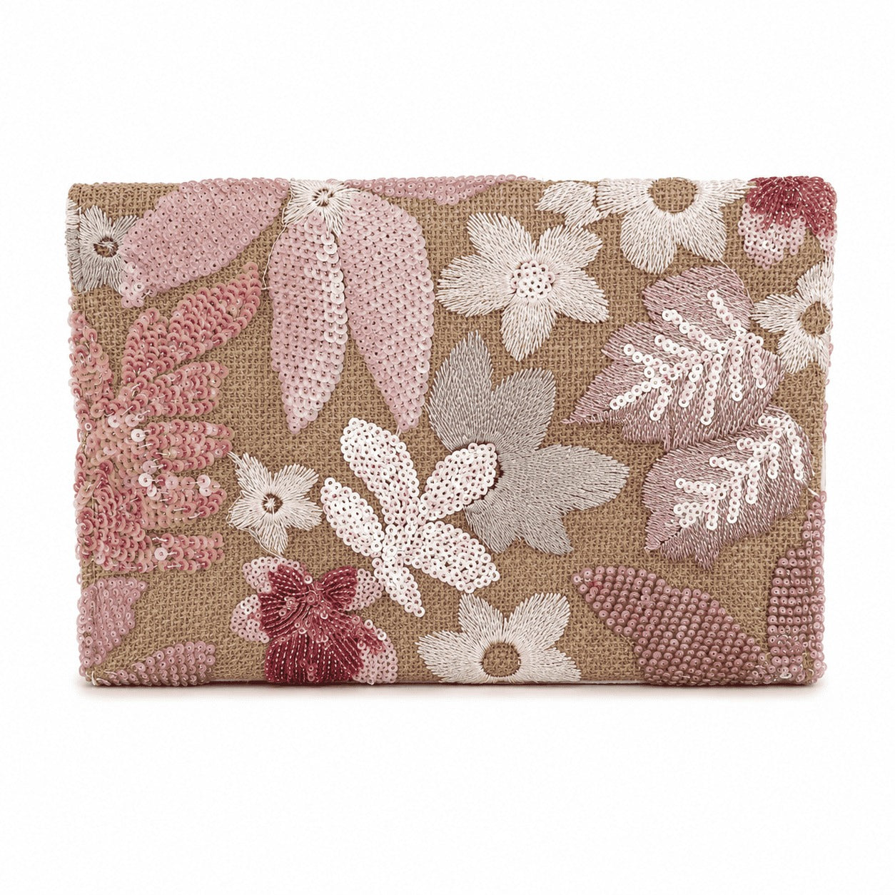 Floral Beaded Envelope Clutch