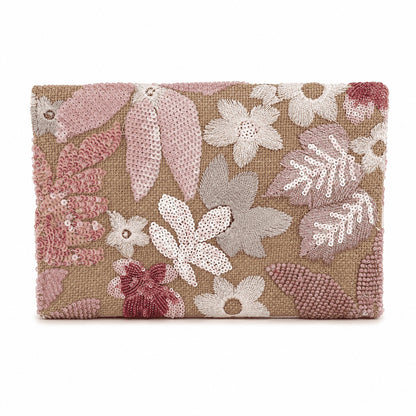 Floral Beaded Envelope Clutch