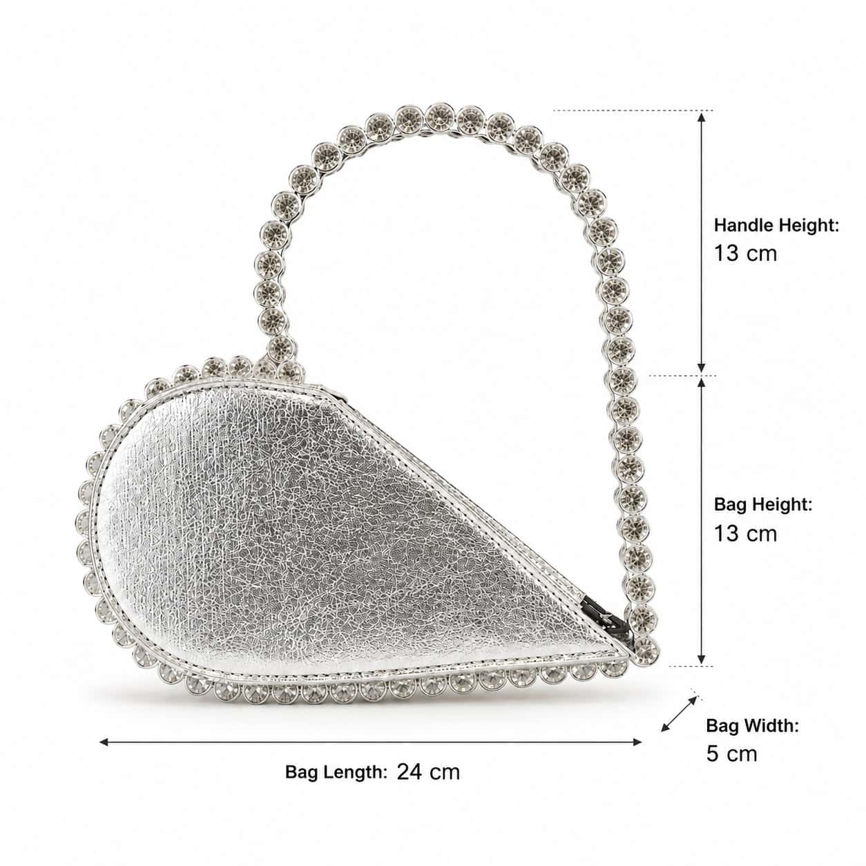 Black Rhinestone Heart Handbag