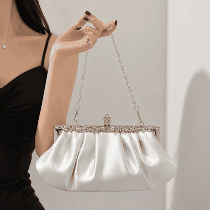 Satin Rhinestone Evening Clutch Bag