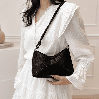 Textured Crescent Shoulder Bag