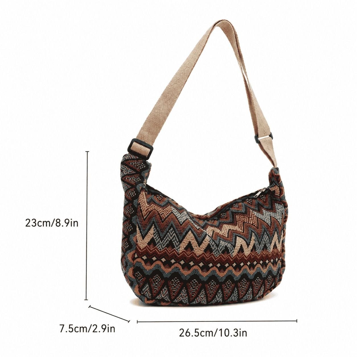 Geometric Print Adjustable Shoulder Bag