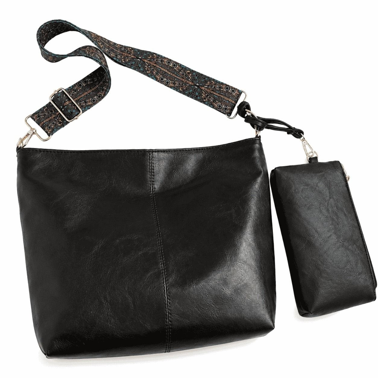 Patterned Strap Hobo Bag Set